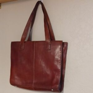 Fossil Vintage Brown Leather Briefcase Tote with Classic Design